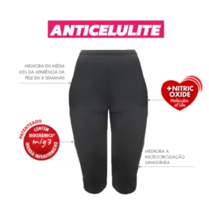 Bermuda Anticelulite Invel® Plus - Cintura Alta - Foco na Barriga - Preto, P
