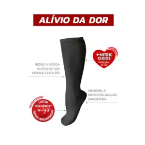 Meia Invel® Active Socks - 3/4 - Unissex (p/ descanso) - Par - Preto, GG